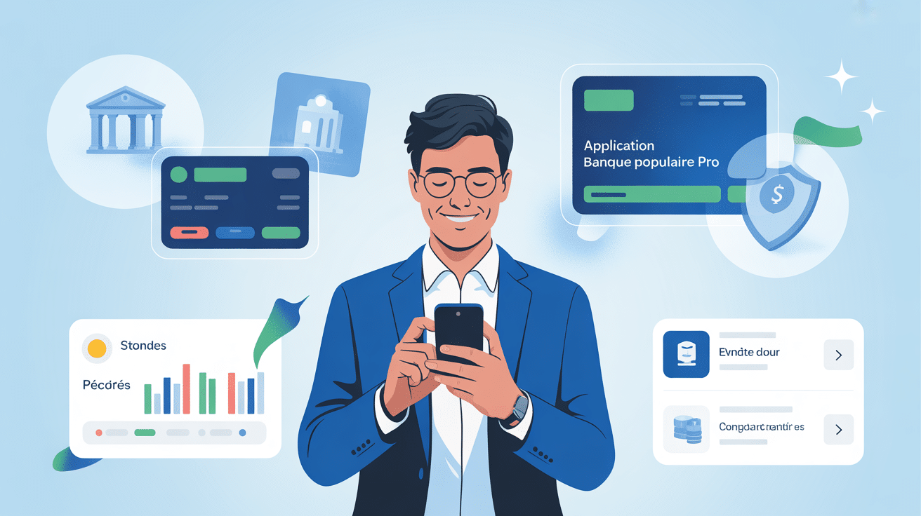 application banque populaire pro sur smartphone par un professionnel