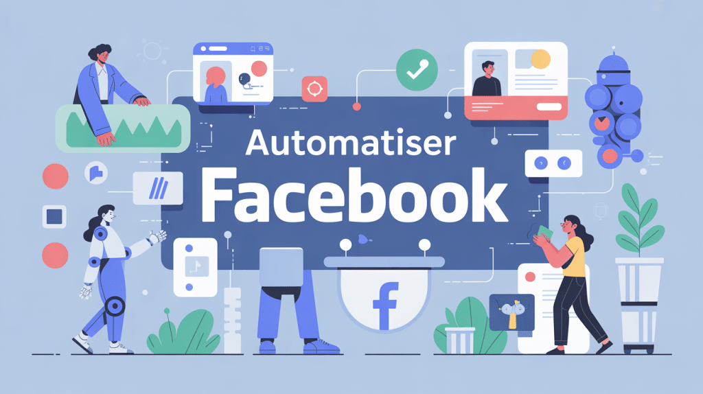 illustration automated facebook planification et humain robot