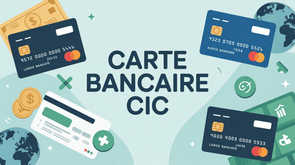 cic prix carte bancaire différentes cartes sur fond épuré