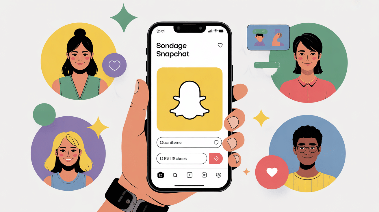 illustration comment faire un sondage sur snap smartphone emojis