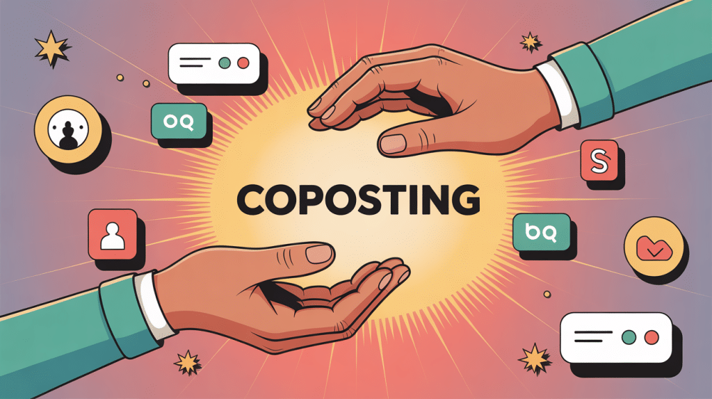 coposting visuel collaboration réseaux sociaux