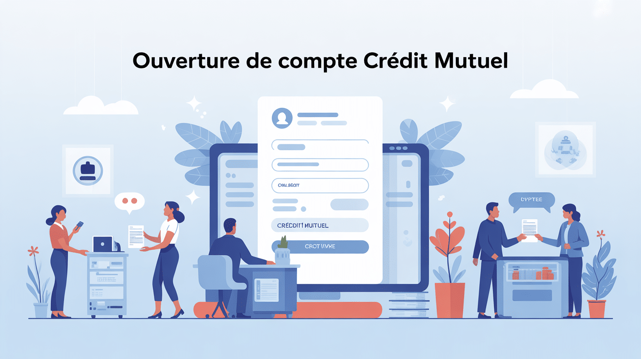 credit mutuel ouvrir un compte illustration vectorielle accueil