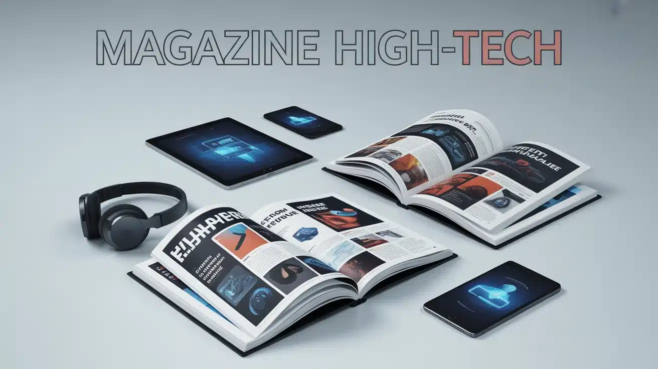 Magazines high tech et supports numériques stylisés