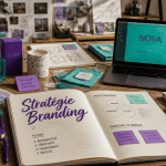 Branding exemple maquettes et brandbook sur table