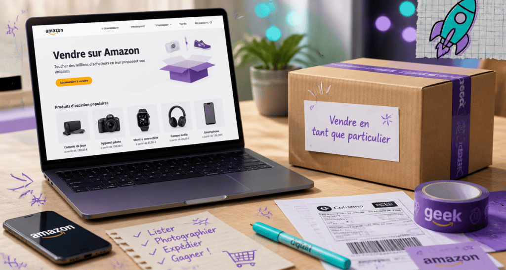 comment vendre sur amazon en tant que particulier, bureau, colis, ordinateur