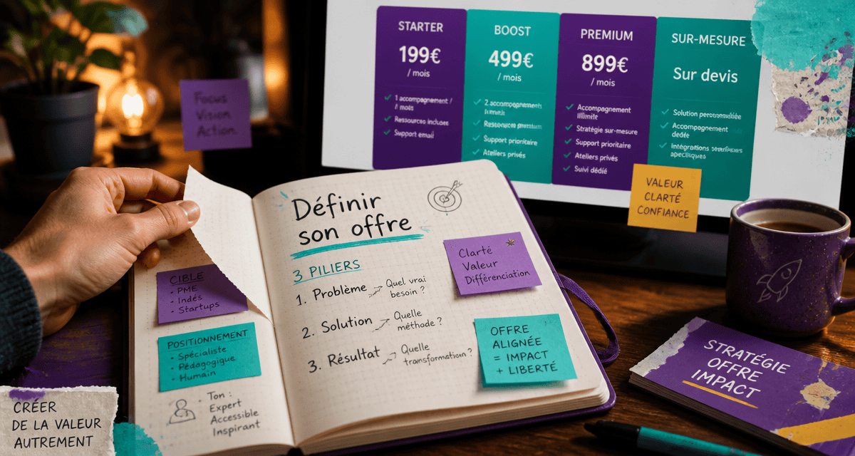 Définir son offre carnet structuré post-its