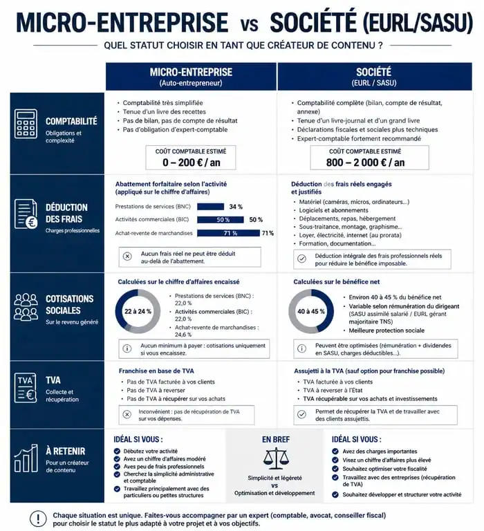 Comparatif fiscal entre micro-entreprise et société pour les revenus OnlyFans
