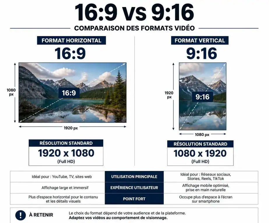 Comparaison des formats vidéo YouTube 16:9 et 9:16 pour optimiser vos formats vidéos youtube