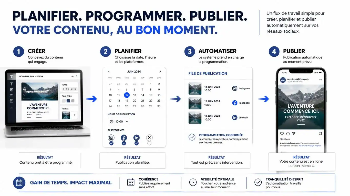 Schéma illustrant le processus de programmation d'une story Instagram pour une stratégie de contenu efficace
