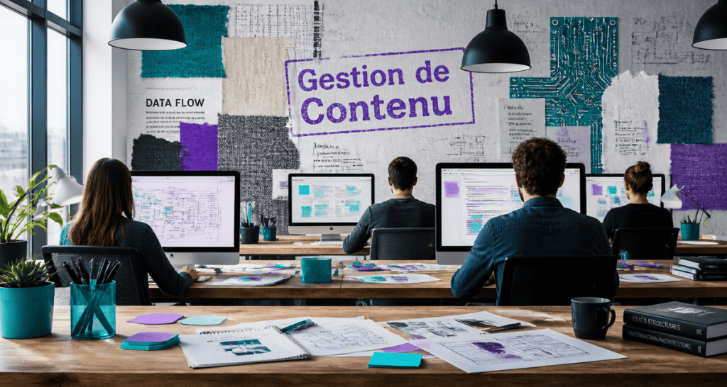 Gestion de contenu, équipe travaillant sur des workflows