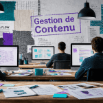 Gestion de contenu, équipe travaillant sur des workflows