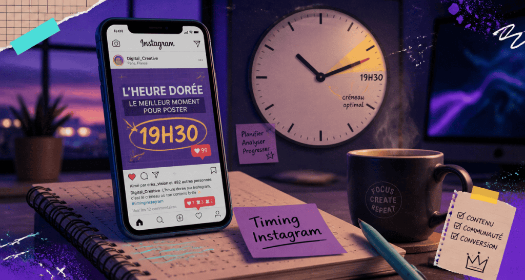 quand poster sur instagram smartphone horloge