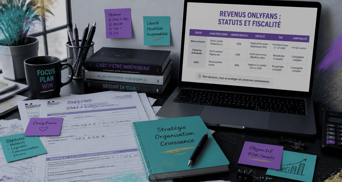 Revenu OnlyFans formulaire fiscal et ordinateur