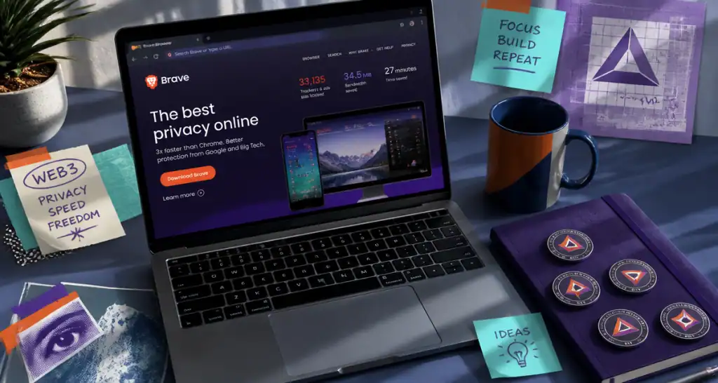 basic attention token sur ordinateur portable avec brave