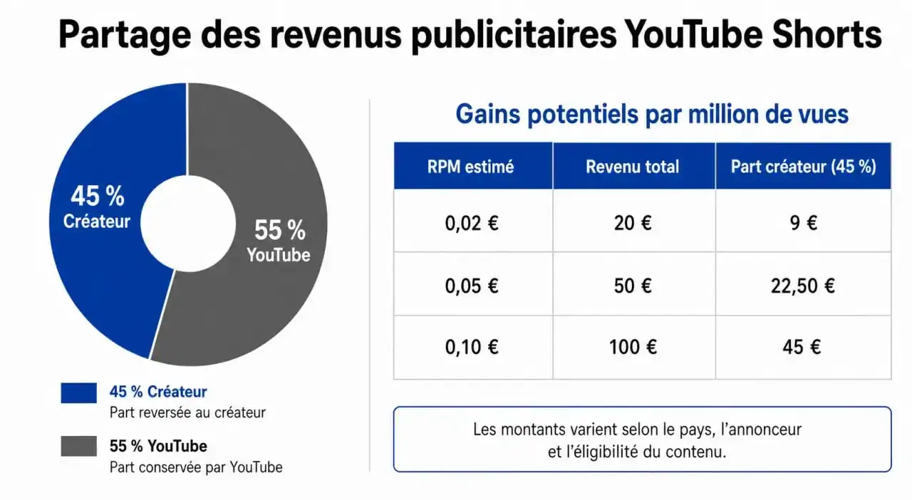 Modèle de rémunération et gains YouTube Shorts pour les créateurs