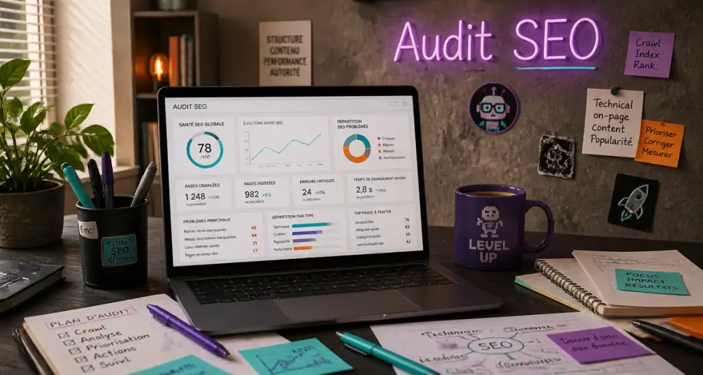 outils audit seo ordinateur tableau de bord