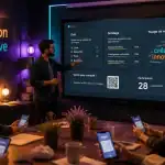 Présentation interactive en salle de formation avec quiz et QR code