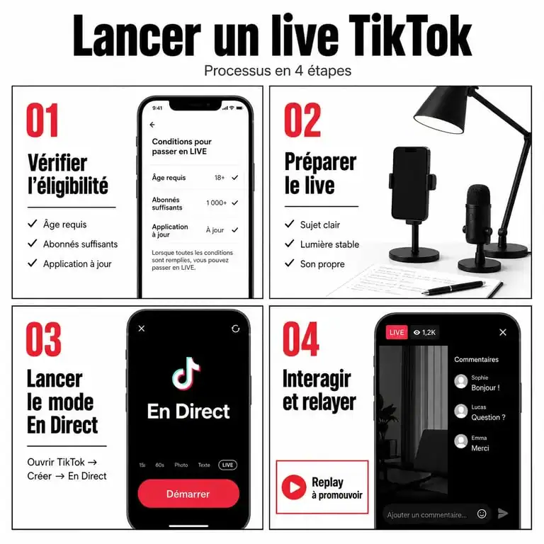 Comment faire des lives tik tok : illustration des étapes pour lancer un live sur TikTok