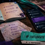 Hashtag définition : carnet et smartphone avec hashtags pour SEO