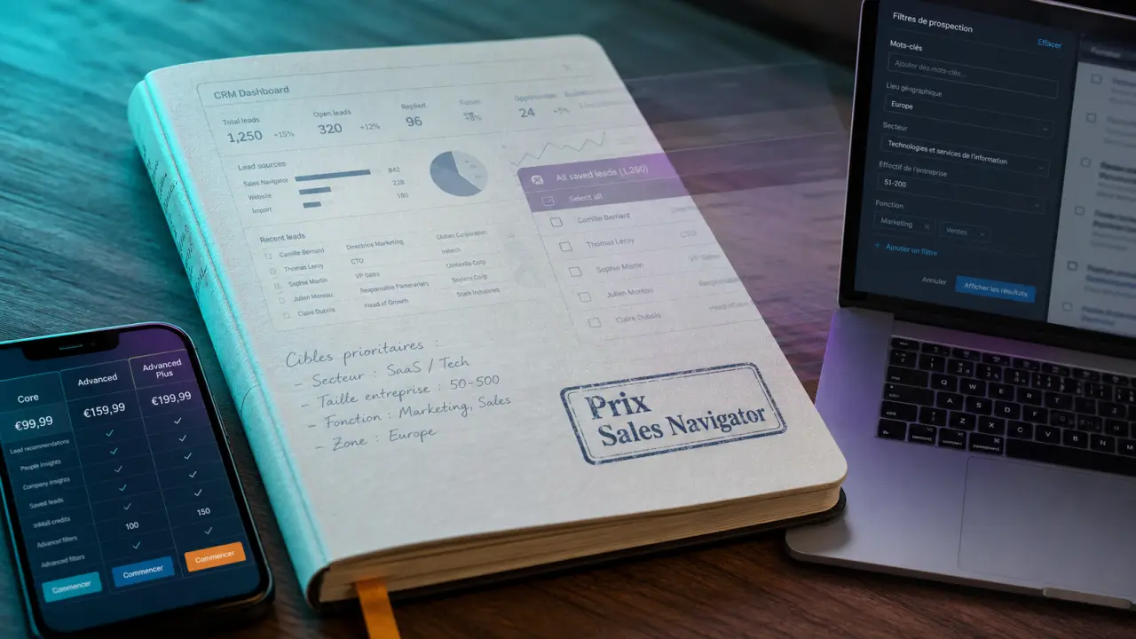 LinkedIn sales navigator prix Core 99,99 € et Advanced 149,99 €