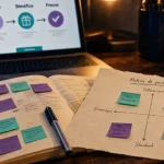 Matrice de positionnement : positioning marketing definition, carnet et post-its