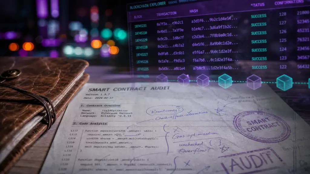 Smart contract : audit de code, oracle et registre blockchain