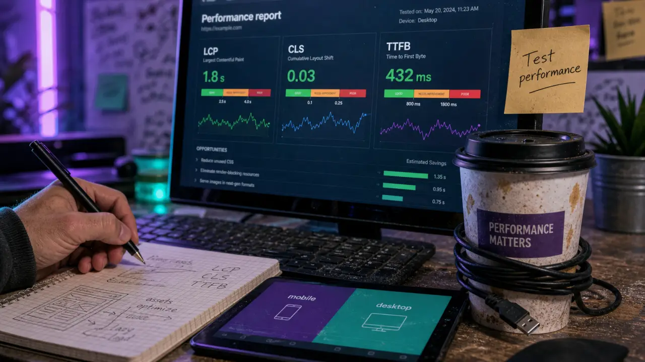 Tester performance site web : LCP et TTFB, mobile et desktop