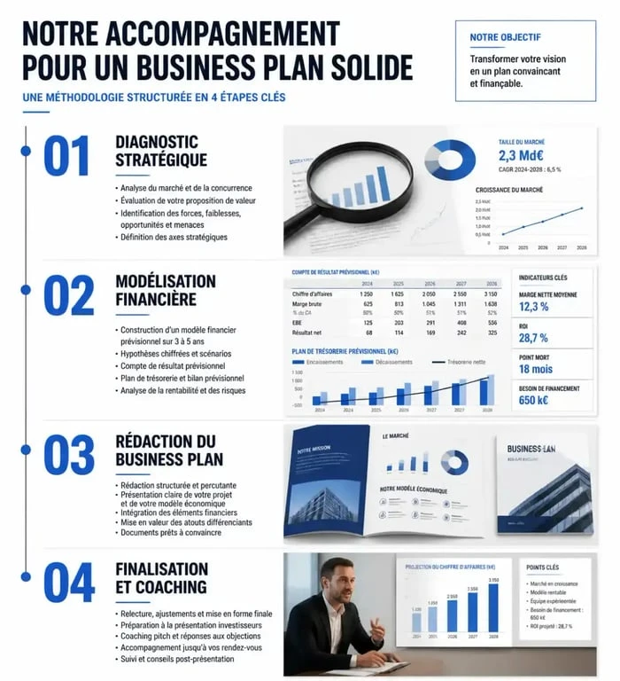 Processus d'accompagnement par un cabinet de conseil en business plan pour la réussite de votre projet