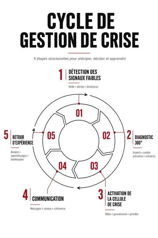 Cycle de gestion de crise en entreprise : étapes clés pour une réponse efficace