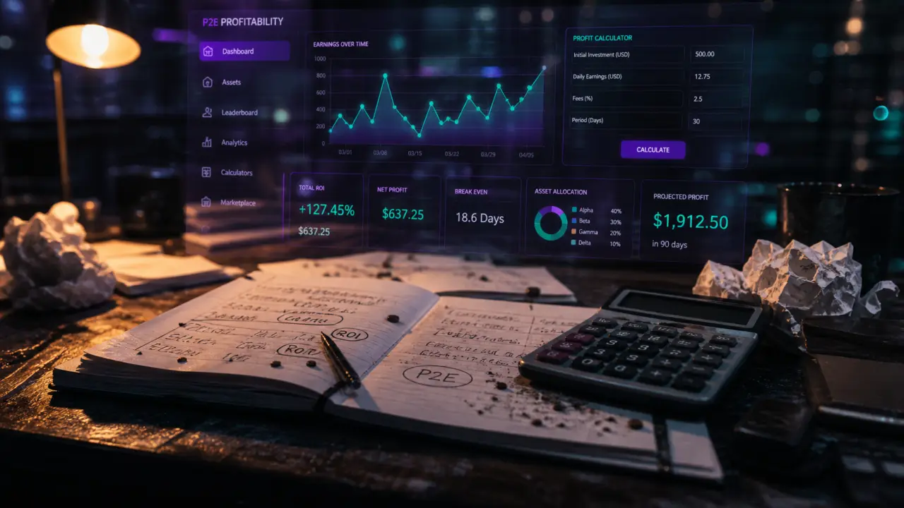 Jeux play to earn : graphique de rentabilité P2E sur écran