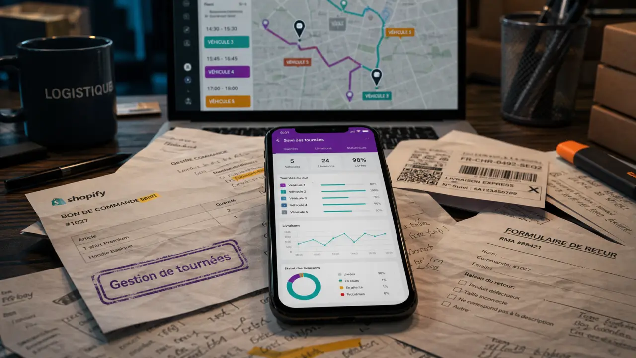 Logiciel gestion tournées e-commerce Shopify : expéditions et retours