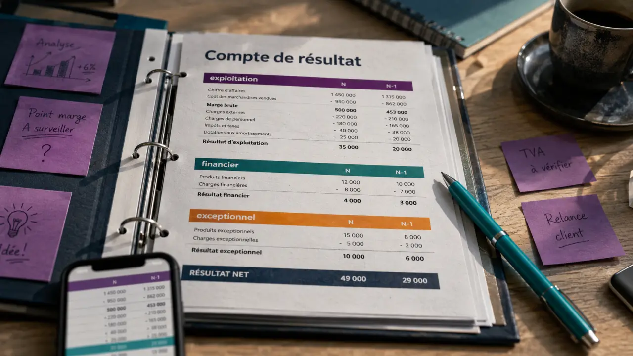 Compte de resultat modele : produits, charges et résultat net