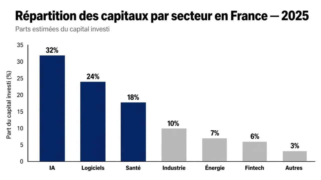 Répartition sectorielle des levées de fonds France 2025