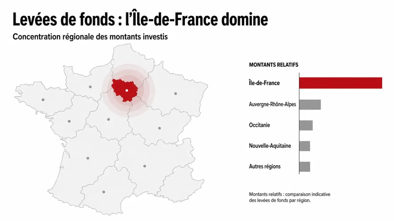 Concentration géographique des levées de fonds France 2025
