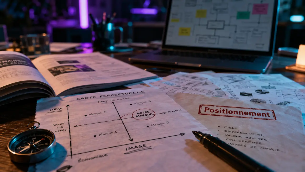 marketing le positionnement : carte perceptuelle sur un bureau