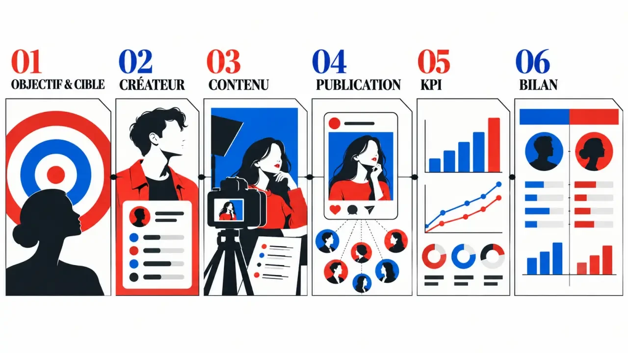 Étapes clés d’une stratégie d’influence, de la définition des objectifs au bilan des KPI